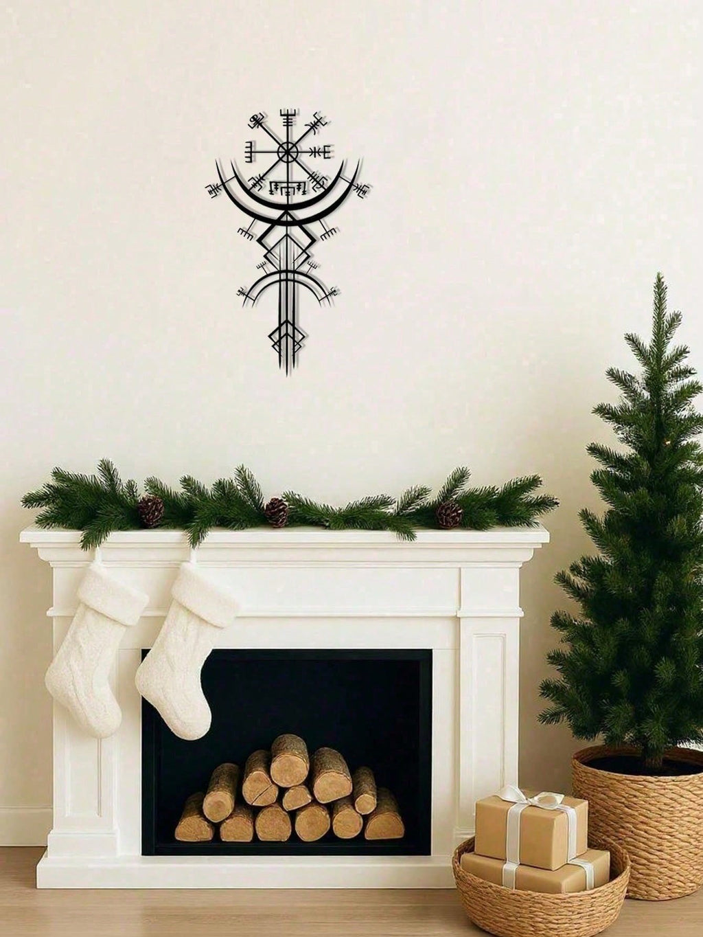 Viking Runes Metal Wall Art - Norse Medieval & Gothic Home Decor - Viking Symbols Wall Hanging For Living Room, Bedroom, Office & Man Cave - Perfect Gift For Men & Women, Halloween & Goth Aesthetic - Runic Pagan Nordic Wall Decor