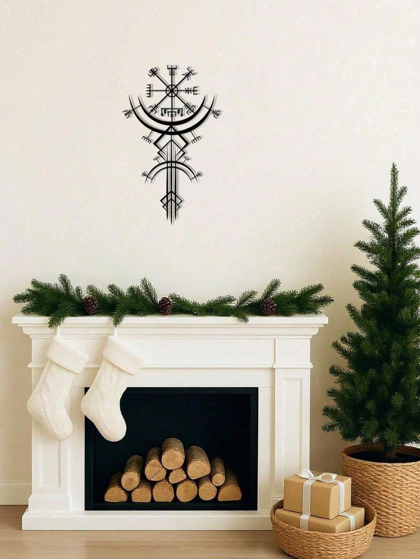Viking Runes Metal Wall Art - Norse Medieval & Gothic Home Decor - Viking Symbols Wall Hanging For Living Room, Bedroom, Office & Man Cave - Perfect Gift For Men & Women, Halloween & Goth Aesthetic - Runic Pagan Nordic Wall Decor