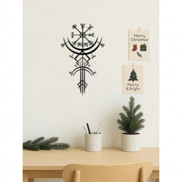 Viking Runes Metal Wall Art - Norse Medieval & Gothic Home Decor - Viking Symbols Wall Hanging For Living Room, Bedroom, Office & Man Cave - Perfect Gift For Men & Women, Halloween & Goth Aesthetic - Runic Pagan Nordic Wall Decor