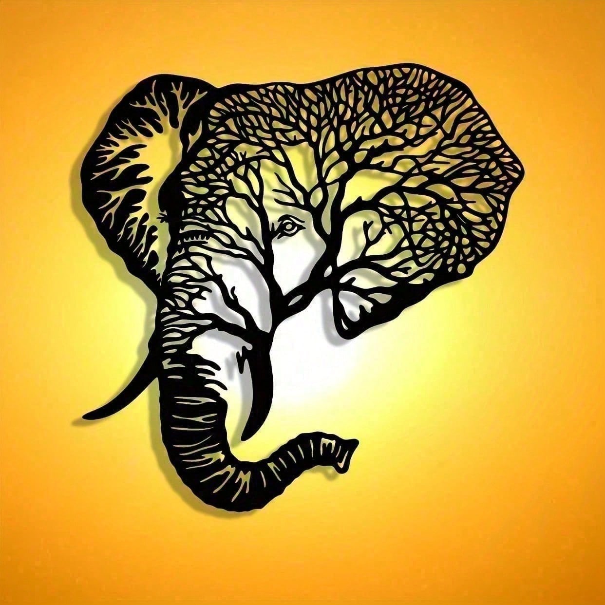 Abstract Elephant Metal Wall Art With Intricate Laser-Cut Patterns For A Modern Touch. Perfect As Farmhouse Decor, Housewarming Gift, Or Holiday Collectible. Lightweight & Reusable, These Geometric Metal Panels Instantly Elevate Any Space,Suitable For Mod