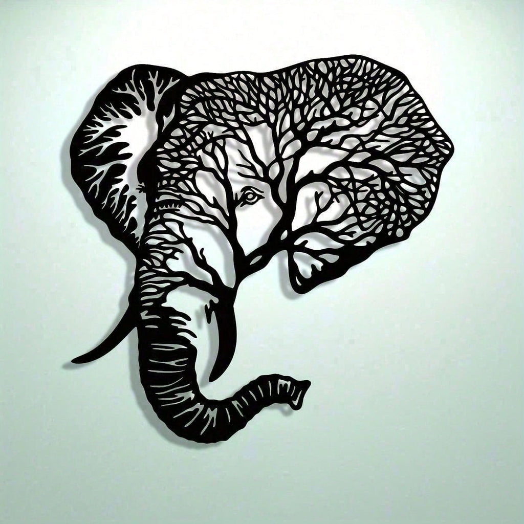 Abstract Elephant Metal Wall Art With Intricate Laser-Cut Patterns For A Modern Touch. Perfect As Farmhouse Decor, Housewarming Gift, Or Holiday Collectible. Lightweight & Reusable, These Geometric Metal Panels Instantly Elevate Any Space,Suitable For Mod