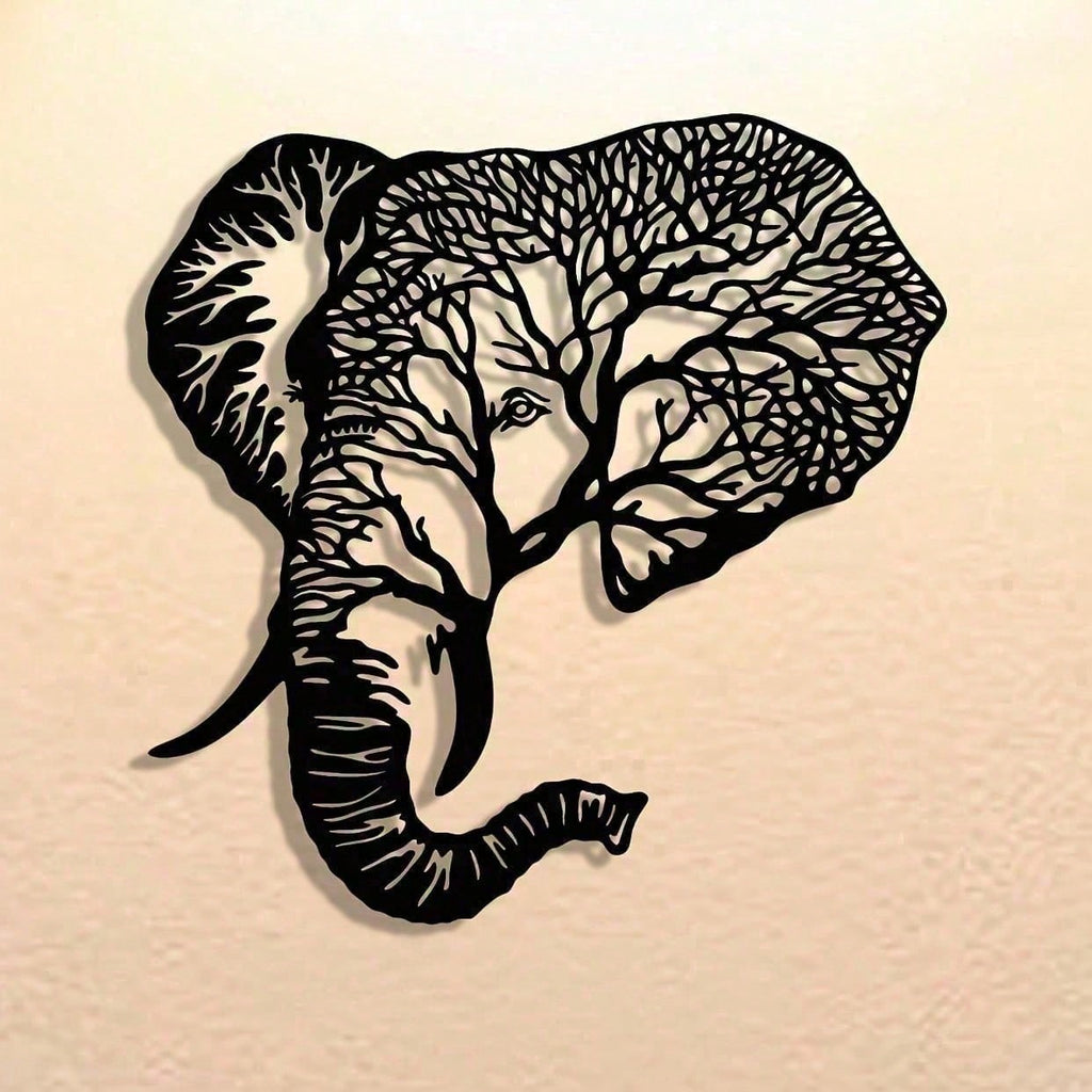 Abstract Elephant Metal Wall Art With Intricate Laser-Cut Patterns For A Modern Touch. Perfect As Farmhouse Decor, Housewarming Gift, Or Holiday Collectible. Lightweight & Reusable, These Geometric Metal Panels Instantly Elevate Any Space,Suitable For Mod