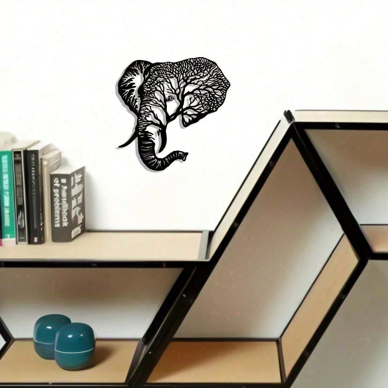 Abstract Elephant Metal Wall Art With Intricate Laser-Cut Patterns For A Modern Touch. Perfect As Farmhouse Decor, Housewarming Gift, Or Holiday Collectible. Lightweight & Reusable, These Geometric Metal Panels Instantly Elevate Any Space,Suitable For Mod