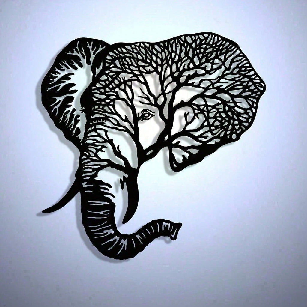 Abstract Elephant Metal Wall Art With Intricate Laser-Cut Patterns For A Modern Touch. Perfect As Farmhouse Decor, Housewarming Gift, Or Holiday Collectible. Lightweight & Reusable, These Geometric Metal Panels Instantly Elevate Any Space,Suitable For Mod