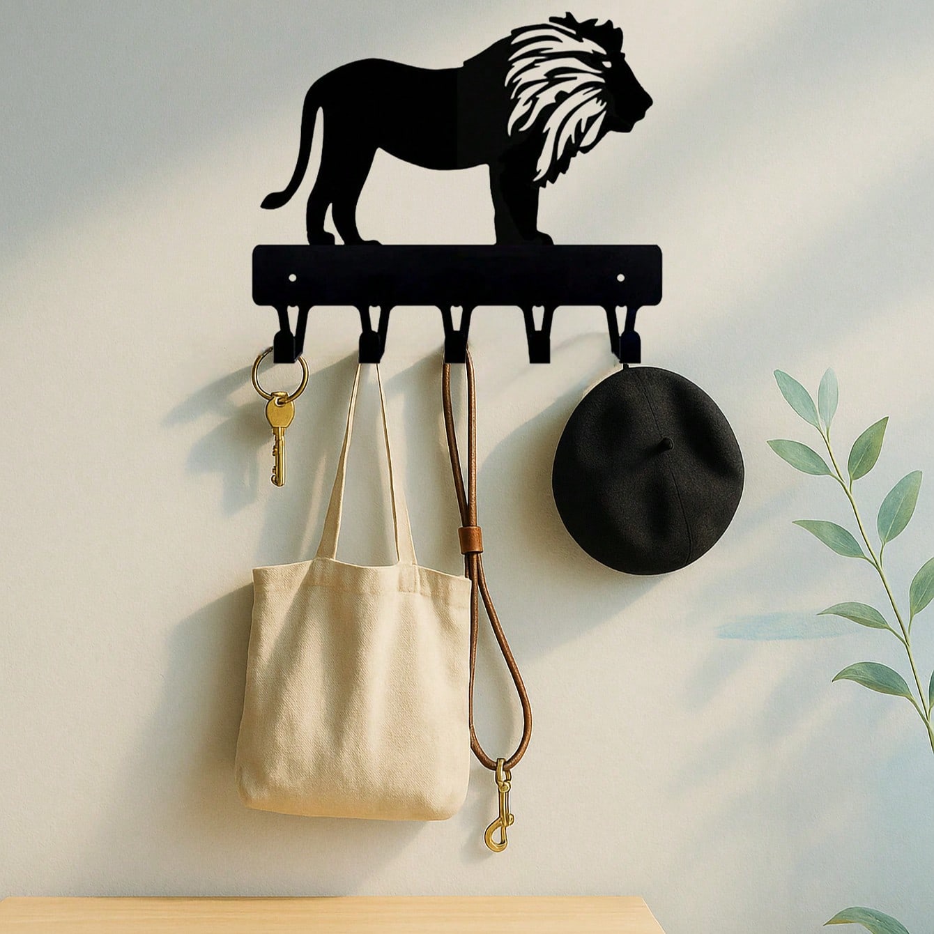 1pc High-Quality Black Metal Lion Shaped Mug Hook, Home Decor, Personalized Gift For Lion Lovers