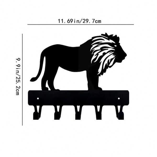 1pc High-Quality Black Metal Lion Shaped Mug Hook, Home Decor, Personalized Gift For Lion Lovers