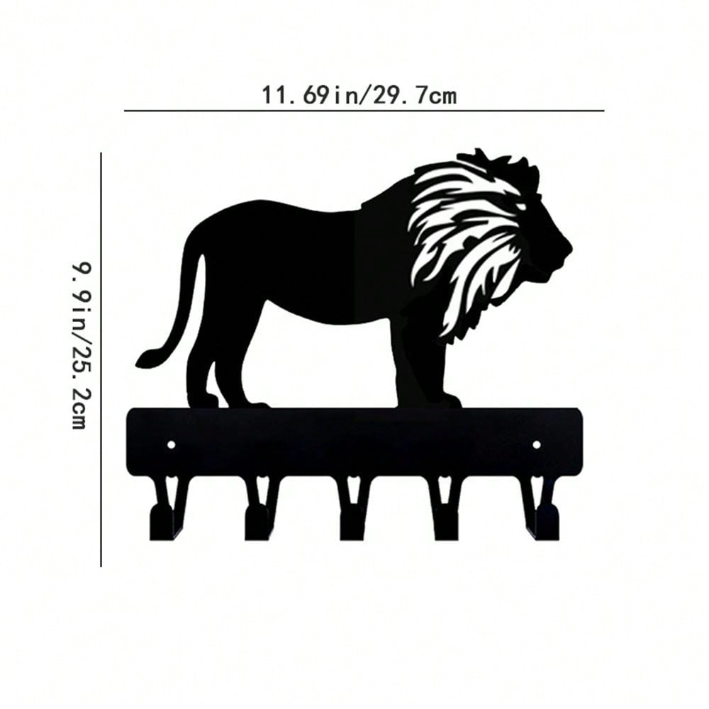 1pc High-Quality Black Metal Lion Shaped Mug Hook, Home Decor, Personalized Gift For Lion Lovers