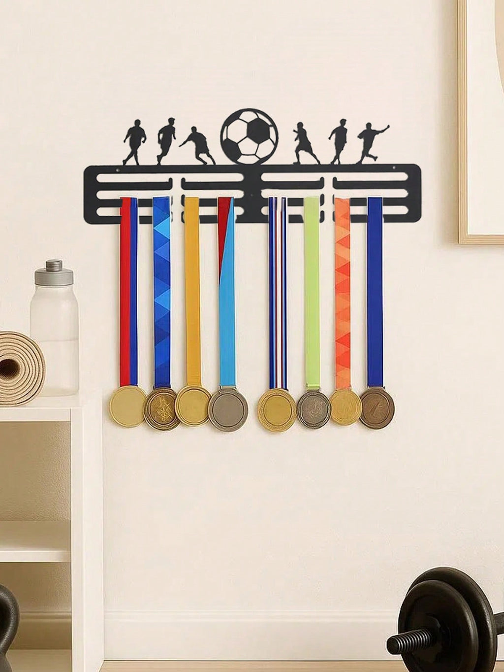 Gothic black metal ledges | Sports-themed bedroom and living room decor | Display and organize collections, toys, and more | Durable storage solutions.