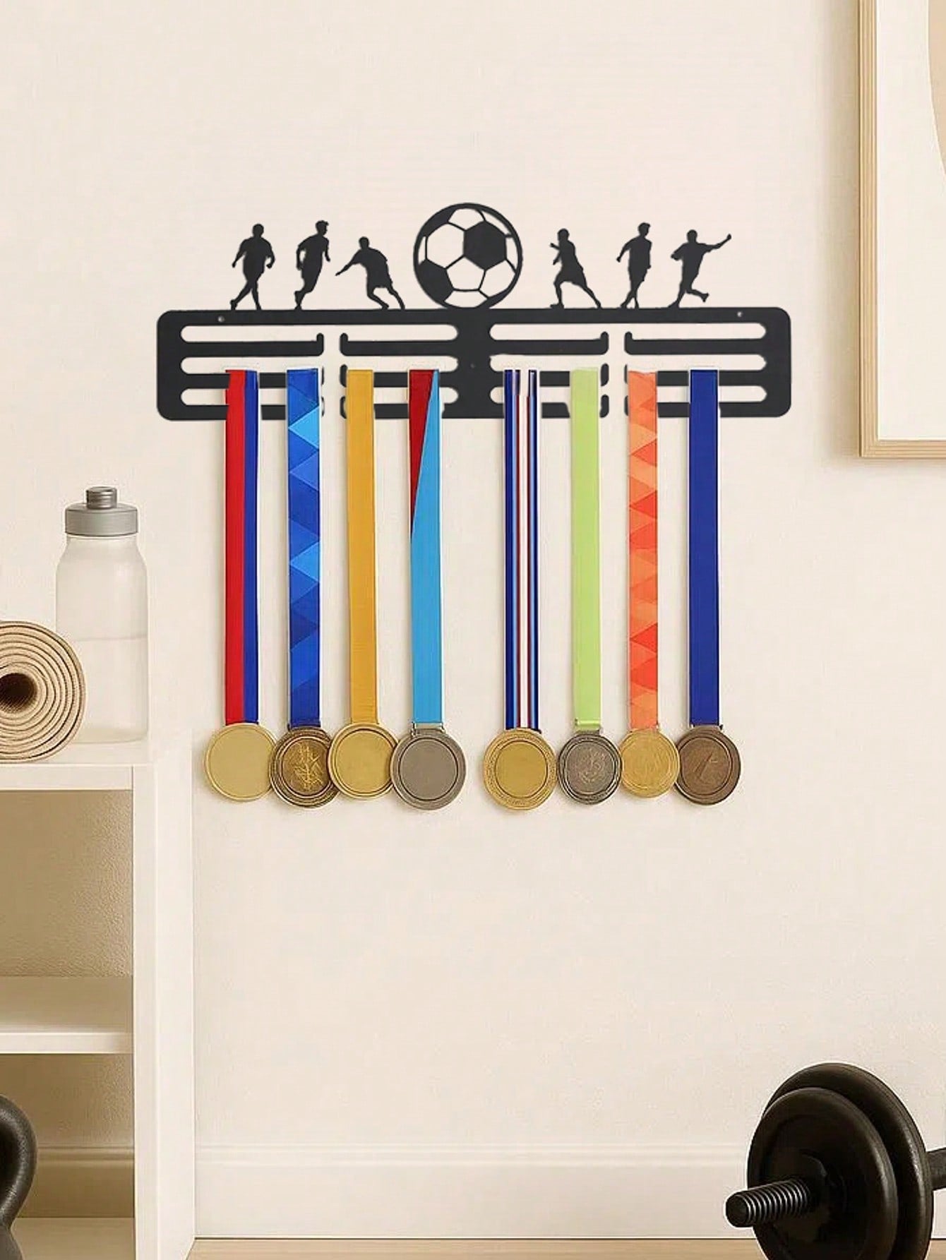 Gothic black metal ledges | Sports-themed bedroom and living room decor | Display and organize collections, toys, and more | Durable storage solutions.