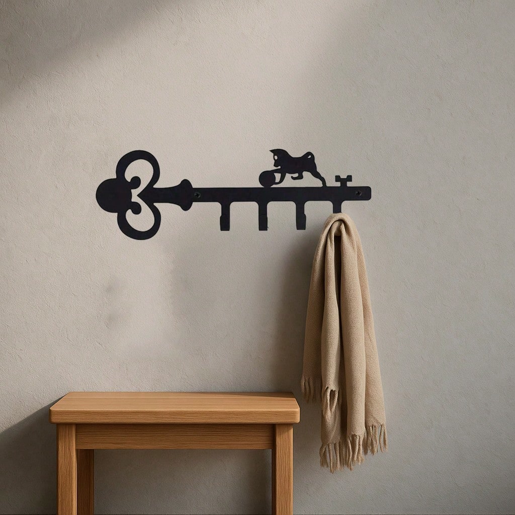 1pc Elegant Black Metal Home Decor Key Holder Hook, Customizable Gift Choice, Perfect For Organizing Items, Suitable For Modern Home, Bedroom, Bathroom Decor, Waterproof, Rust-Resistant, Durable, Wall Mountable