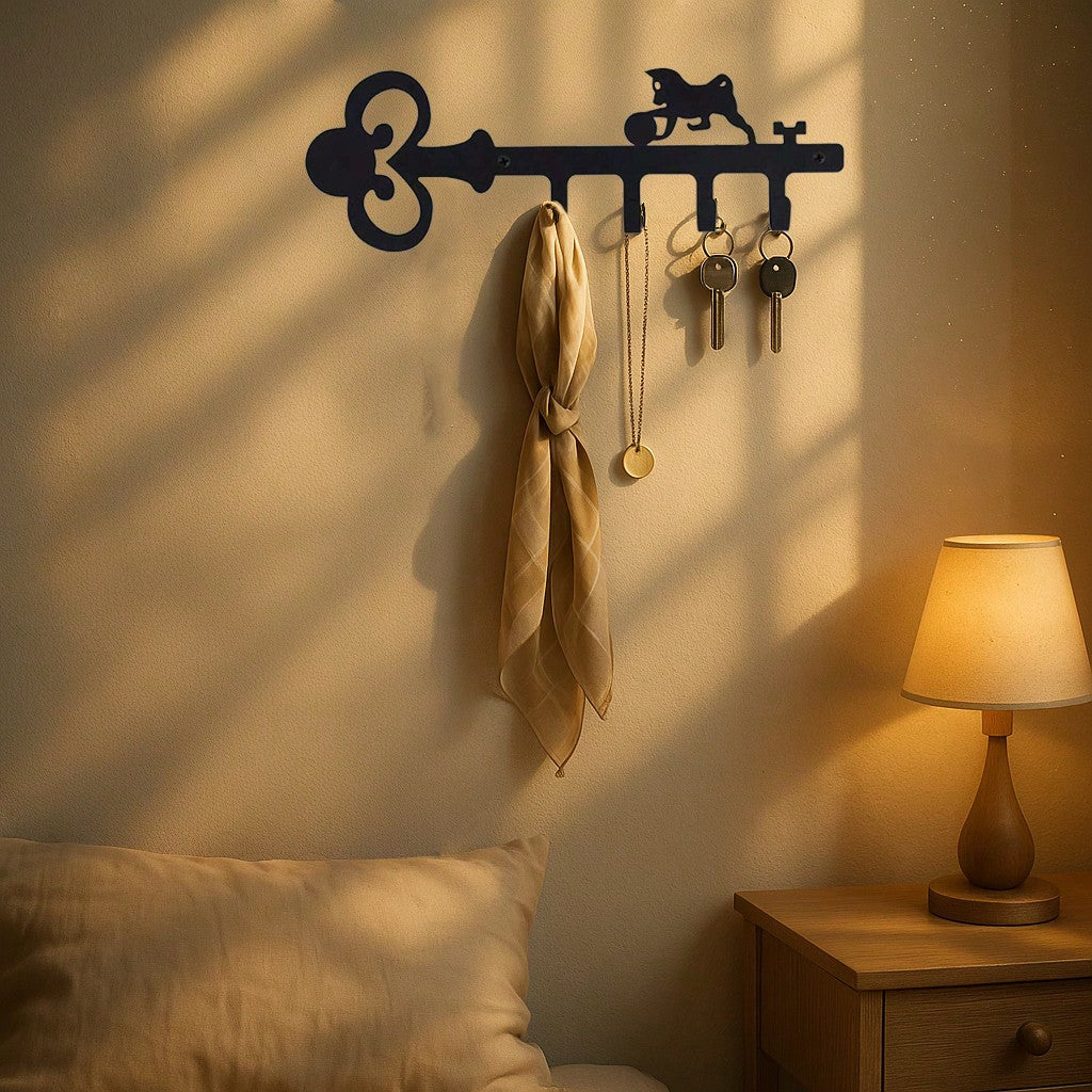 1pc Elegant Black Metal Home Decor Key Holder Hook, Customizable Gift Choice, Perfect For Organizing Items, Suitable For Modern Home, Bedroom, Bathroom Decor, Waterproof, Rust-Resistant, Durable, Wall Mountable