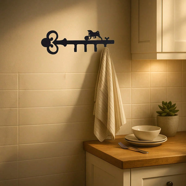 1pc Elegant Black Metal Home Decor Key Holder Hook, Customizable Gift Choice, Perfect For Organizing Items, Suitable For Modern Home, Bedroom, Bathroom Decor, Waterproof, Rust-Resistant, Durable, Wall Mountable