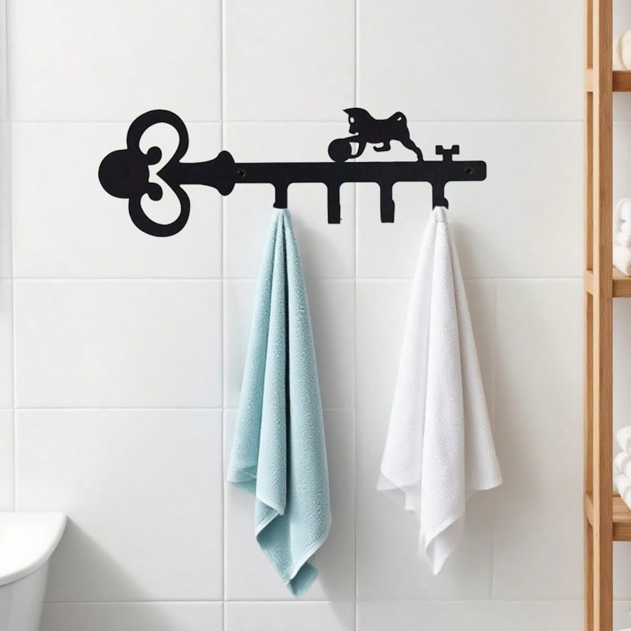 1pc Elegant Black Metal Home Decor Key Holder Hook, Customizable Gift Choice, Perfect For Organizing Items, Suitable For Modern Home, Bedroom, Bathroom Decor, Waterproof, Rust-Resistant, Durable, Wall Mountable Secondary image