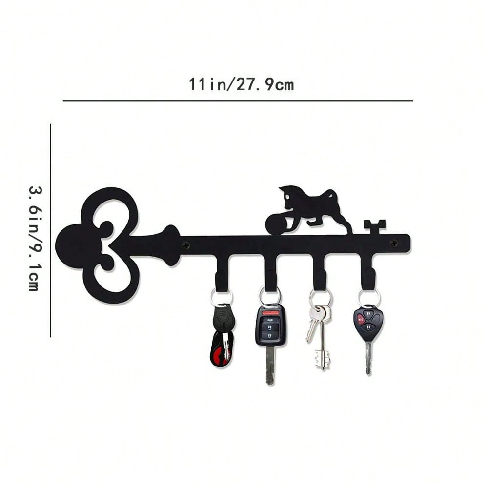 1pc Elegant Black Metal Home Decor Key Holder Hook, Customizable Gift Choice, Perfect For Organizing Items, Suitable For Modern Home, Bedroom, Bathroom Decor, Waterproof, Rust-Resistant, Durable, Wall Mountable