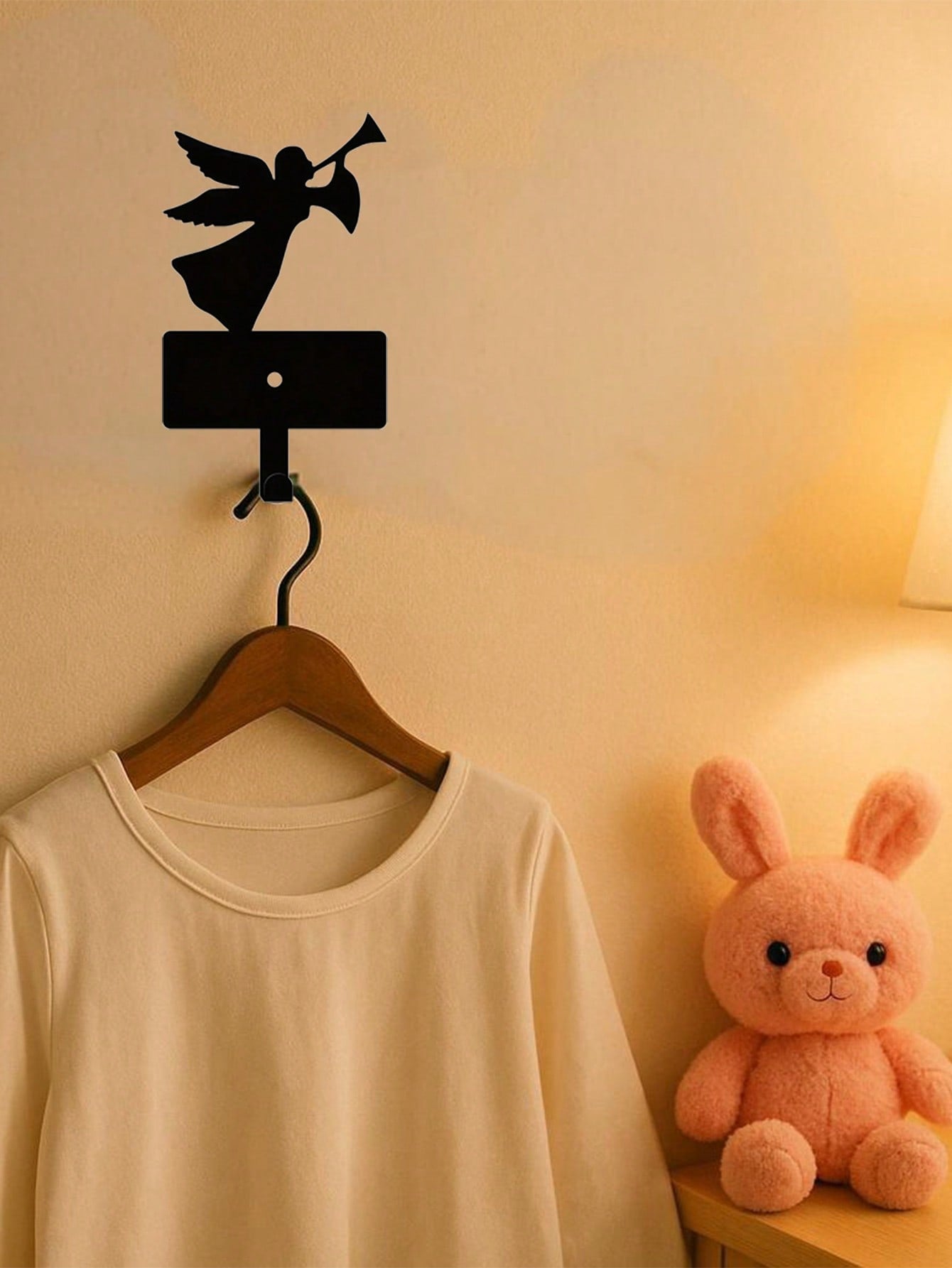 1pc Christmas Metal Angel Shaped Hook, Can Hang Keys And Belts, Wall Decor Hook, Christmas Decoration, Seasonal Decor, Home Decor, Suitable For Modern Home Decor. Suitable For Hanging Keys, Small Accessories, Can Be Used As Wall-Mounted Storage Rack, Wall Main image