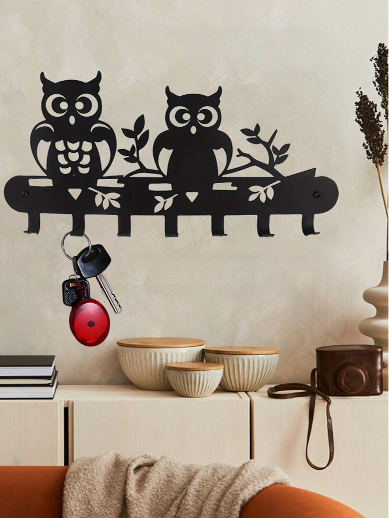 1pc Metal Owl Wall Mounted Coat Rack, Decorative Hooks, Multi-Function Home Hanger For Keys, Accessories, Towels, Hats. Suitable For Home, Keys, Small Decor Items, Wall Decor, Home And Holiday Decoration, Modern Home Decor Secondary image