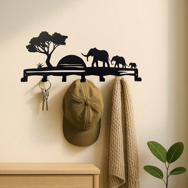 1pc Elegant Landscape Silhouette Metal Decorative Hook, Suitable For Kitchen, Bedroom, Entryway, Bathroom To Hang Towels, Kitchen Towels, Aprons, Kitchenware, Mugs, Etc. Also Suitable For Storing Keys, Small Items As Wall-Mounted Storage Rack And Wall Dec