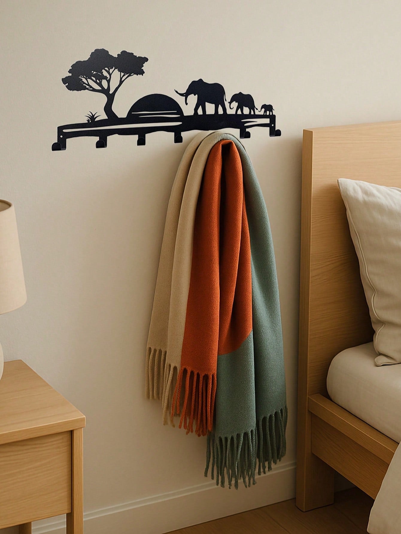 1pc Elegant Landscape Silhouette Metal Decorative Hook, Suitable For Kitchen, Bedroom, Entryway, Bathroom To Hang Towels, Kitchen Towels, Aprons, Kitchenware, Mugs, Etc. Also Suitable For Storing Keys, Small Items As Wall-Mounted Storage Rack And Wall Dec