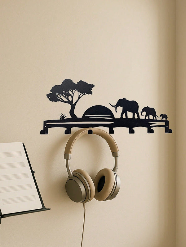 1pc Elegant Landscape Silhouette Metal Decorative Hook, Suitable For Kitchen, Bedroom, Entryway, Bathroom To Hang Towels, Kitchen Towels, Aprons, Kitchenware, Mugs, Etc. Also Suitable For Storing Keys, Small Items As Wall-Mounted Storage Rack And Wall Dec