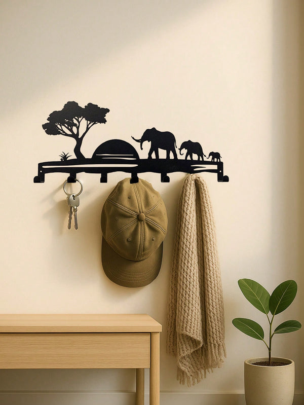 1pc Elegant Landscape Silhouette Metal Decorative Hook, Suitable For Kitchen, Bedroom, Entryway, Bathroom To Hang Towels, Kitchen Towels, Aprons, Kitchenware, Mugs, Etc. Also Suitable For Storing Keys, Small Items As Wall-Mounted Storage Rack And Wall Dec