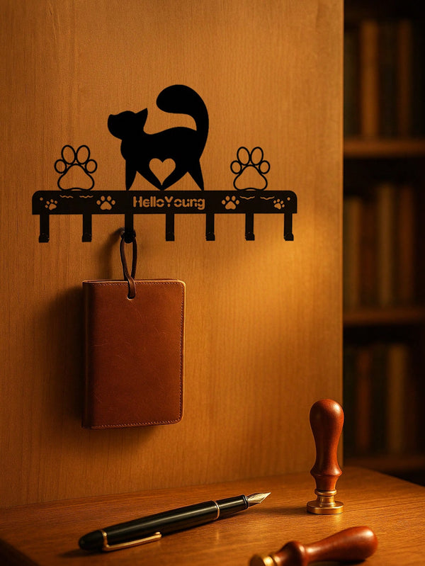 1 Arrogant Cat Metal Wall Hook Art Styling Decorative Accessories Wall Hook.