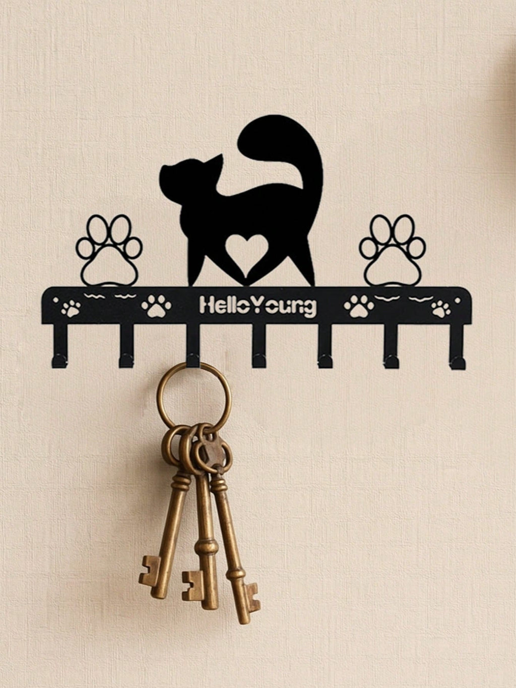 1 Arrogant Cat Metal Wall Hook Art Styling Decorative Accessories Wall Hook.