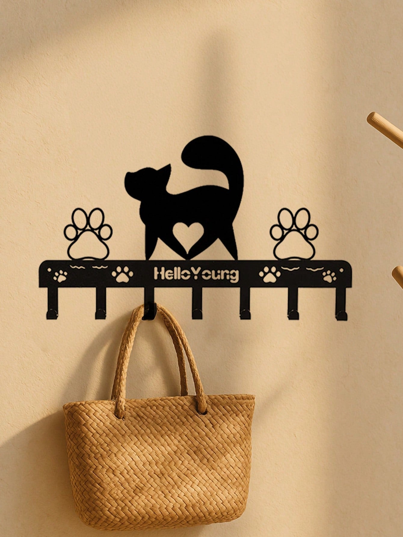 1 Arrogant Cat Metal Wall Hook Art Styling Decorative Accessories Wall Hook.
