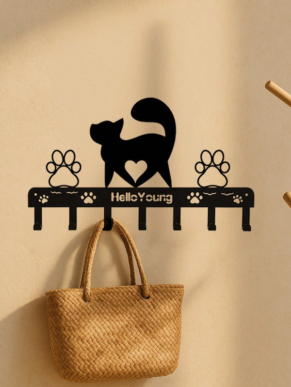 1 Arrogant Cat Metal Wall Hook Art Styling Decorative Accessories Wall Hook.
