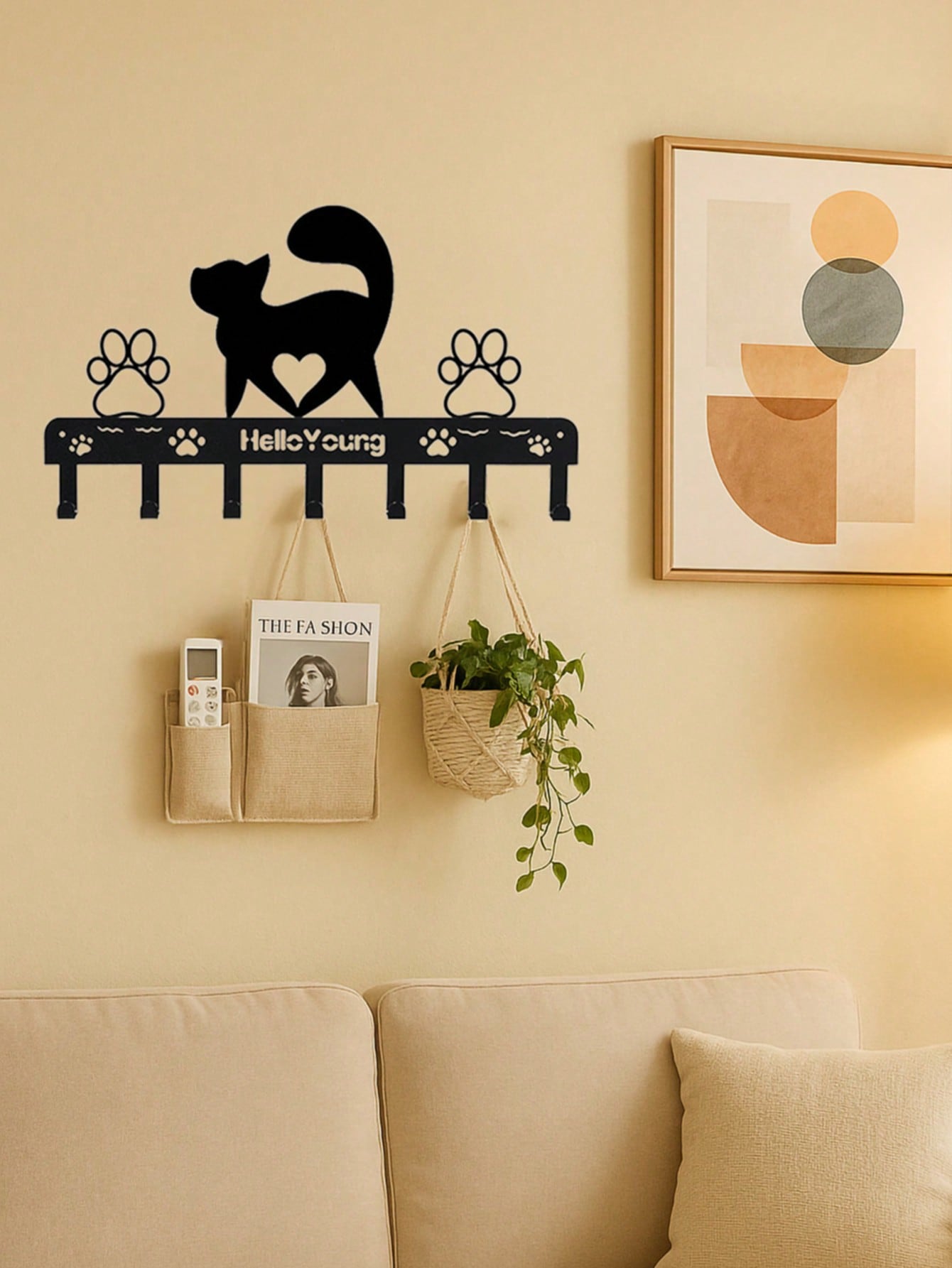 1 Arrogant Cat Metal Wall Hook Art Styling Decorative Accessories Wall Hook.