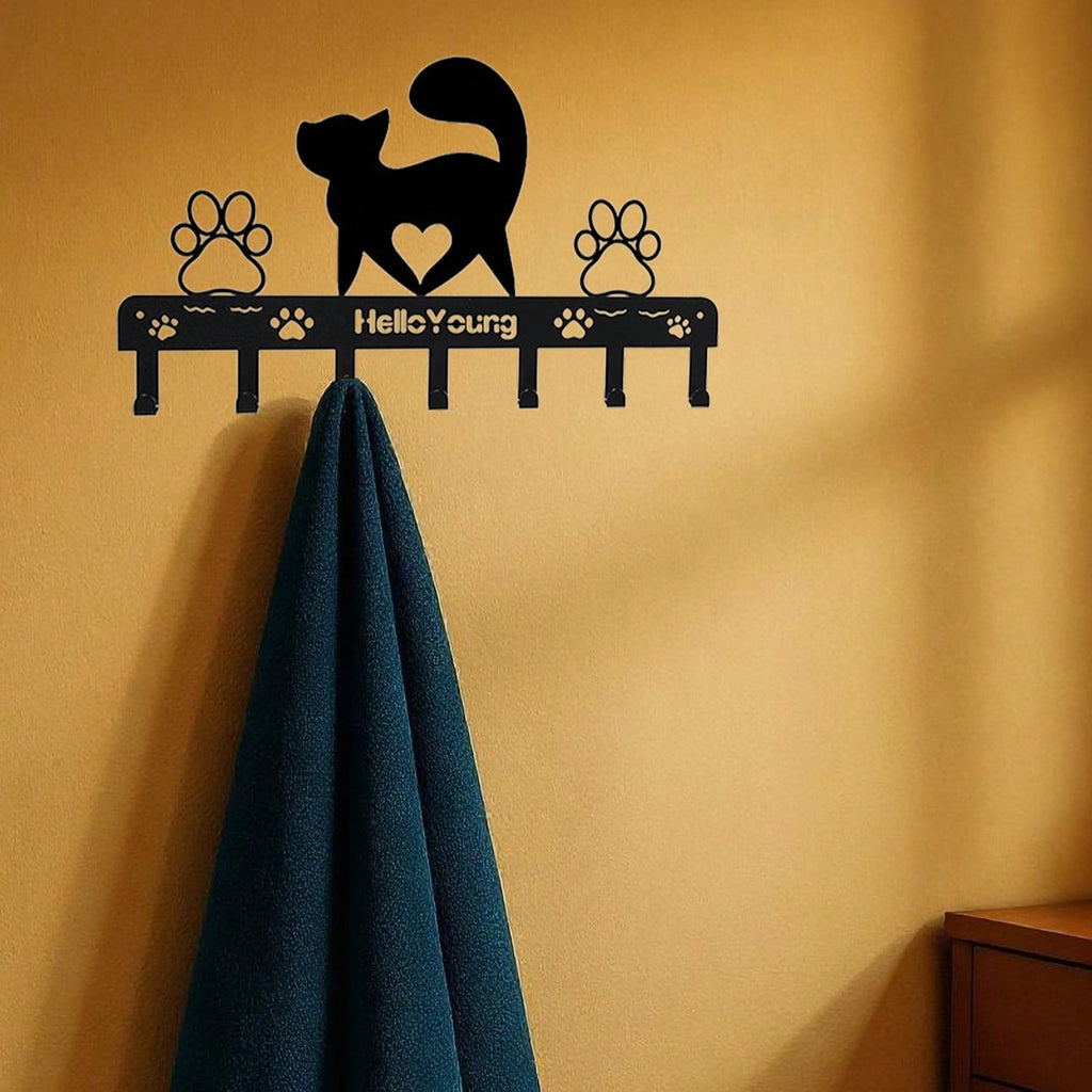 1 Arrogant Cat Metal Wall Hook Art Styling Decorative Accessories Wall Hook.