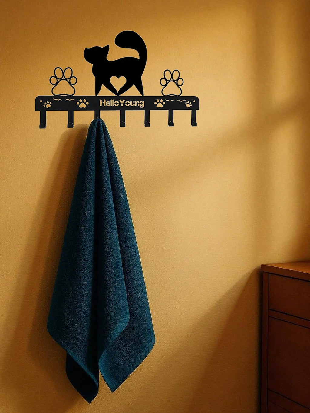 1 Arrogant Cat Metal Wall Hook Art Styling Decorative Accessories Wall Hook.