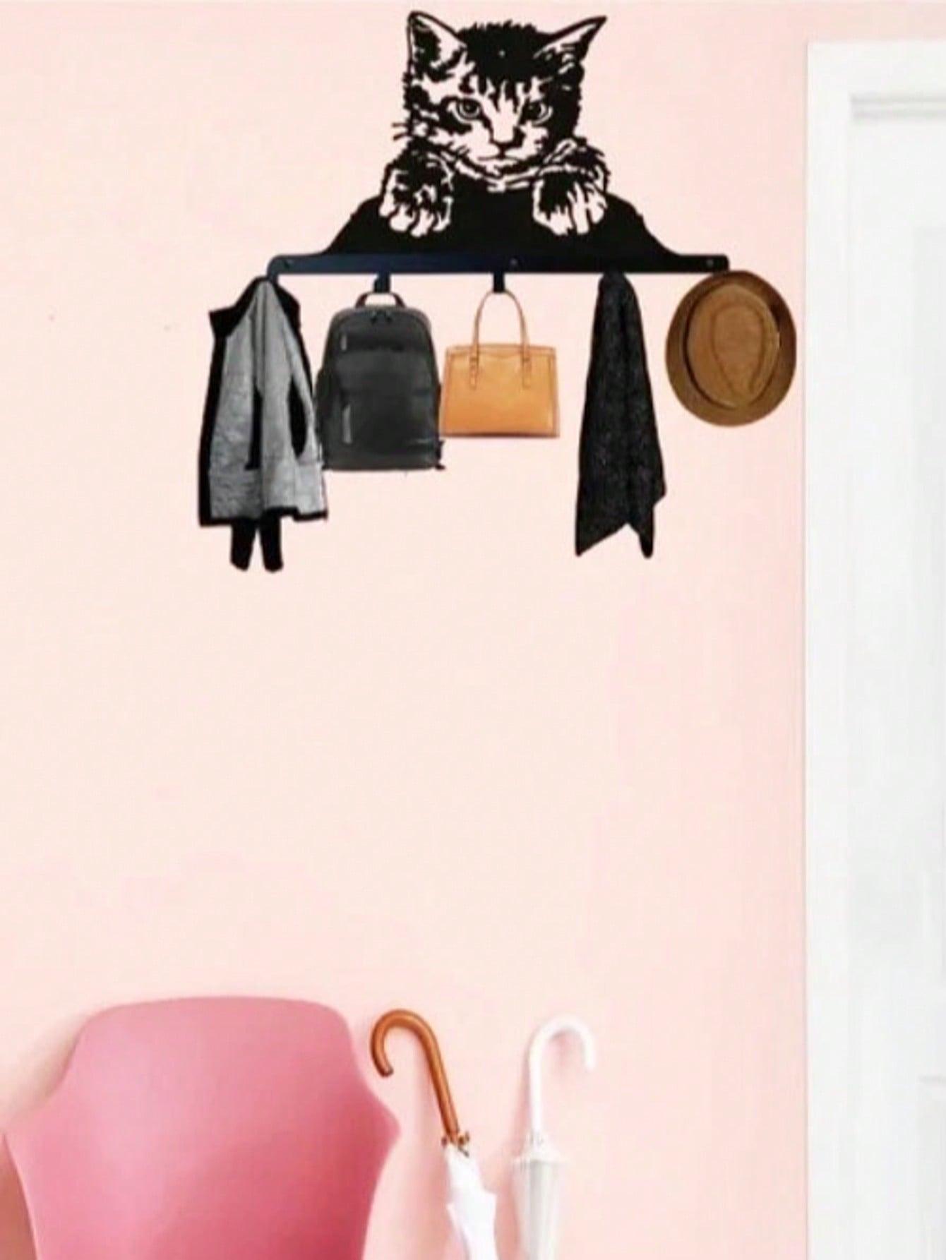 1pc Cute Cat Metal Wall Hook - Ideal For Hanging Coats, Hats, Keys And More, Also Suitable As Home Decor Towel Rack And Coat Rack. Applicable For Home Keys, Small Accessories, Wall-Mounted Storage Rack, Wall Decor, Suitable For Home And Holiday Decoration Secondary image