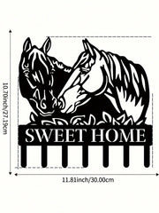 1pc Black Metal Horse-Shaped Home Decor Wall Hook/Mug Hanger, Exquisite Personalized Gift, Suitable For Kitchen, Bedroom, Bathroom, Living Room, Office