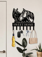 1pc Black Metal Horse-Shaped Home Decor Wall Hook/Mug Hanger, Exquisite Personalized Gift, Suitable For Kitchen, Bedroom, Bathroom, Living Room, Office