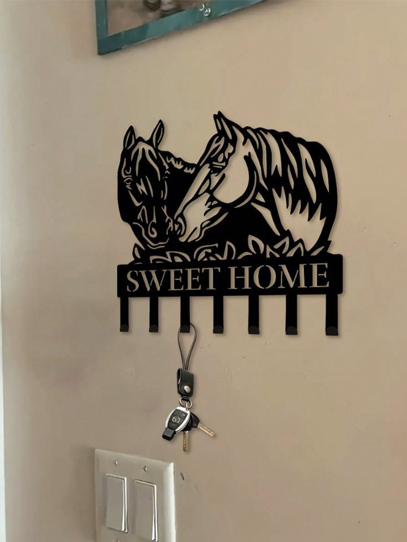 1pc Black Metal Horse-Shaped Home Decor Wall Hook/Mug Hanger, Exquisite Personalized Gift, Suitable For Kitchen, Bedroom, Bathroom, Living Room, Office
