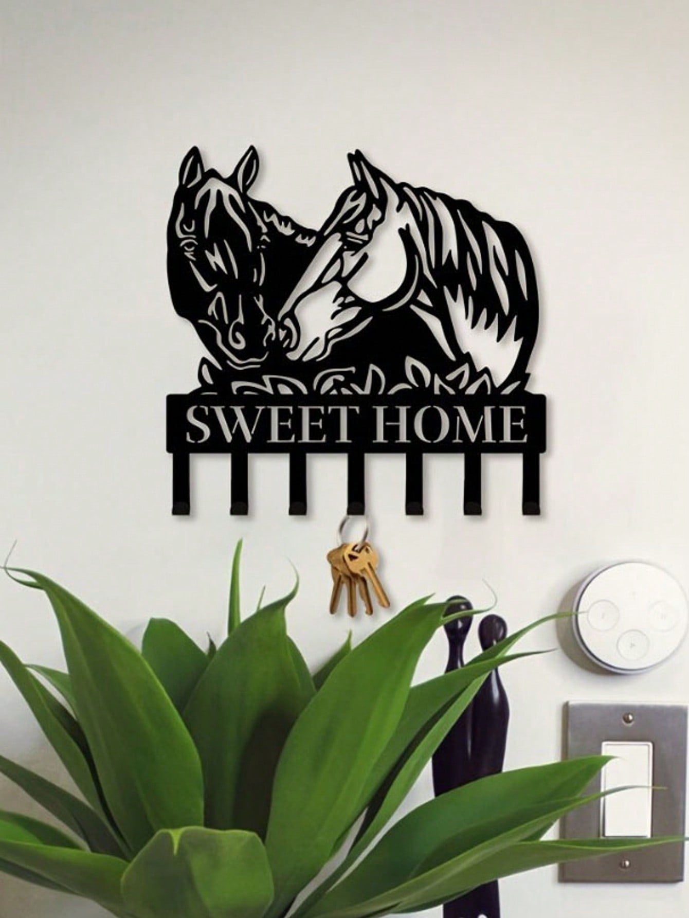1pc Black Metal Horse-Shaped Home Decor Wall Hook/Mug Hanger, Exquisite Personalized Gift, Suitable For Kitchen, Bedroom, Bathroom, Living Room, Office