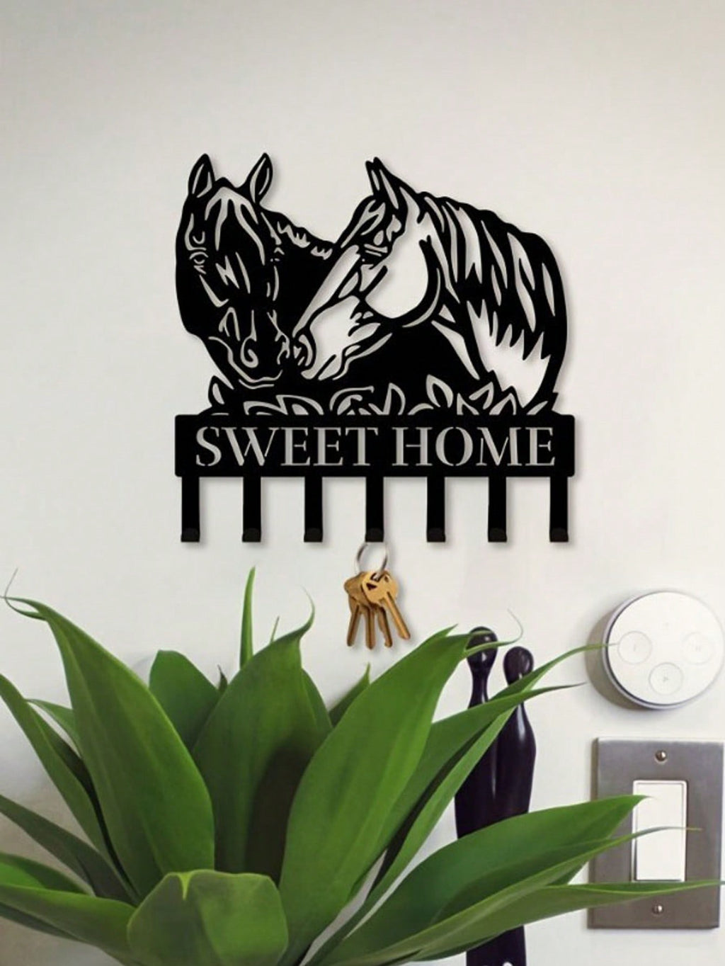1pc Black Metal Horse-Shaped Home Decor Wall Hook/Mug Hanger, Exquisite Personalized Gift, Suitable For Kitchen, Bedroom, Bathroom, Living Room, Office
