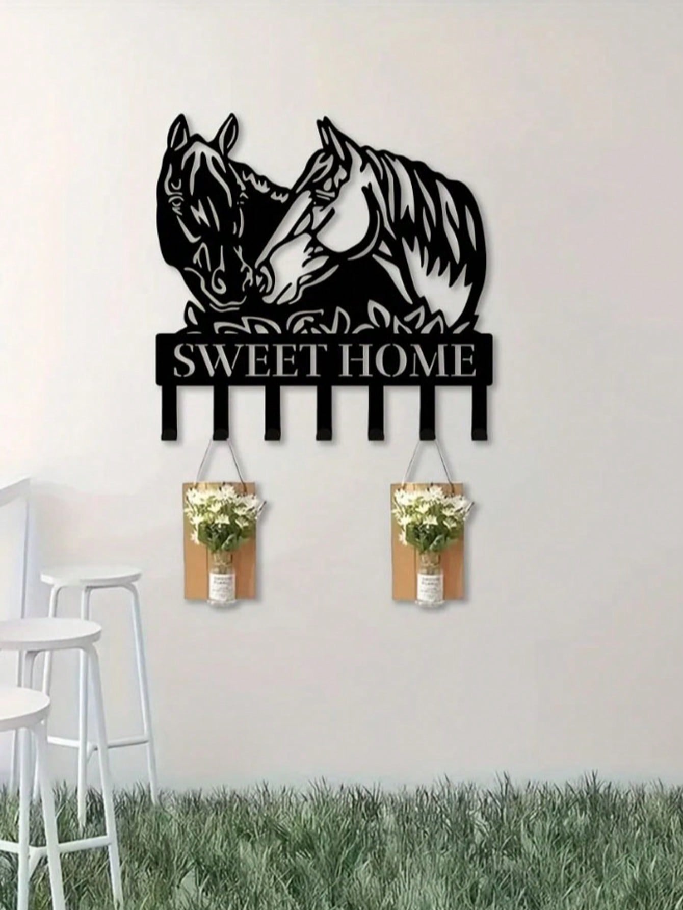 1pc Black Metal Horse-Shaped Home Decor Wall Hook/Mug Hanger, Exquisite Personalized Gift, Suitable For Kitchen, Bedroom, Bathroom, Living Room, Office