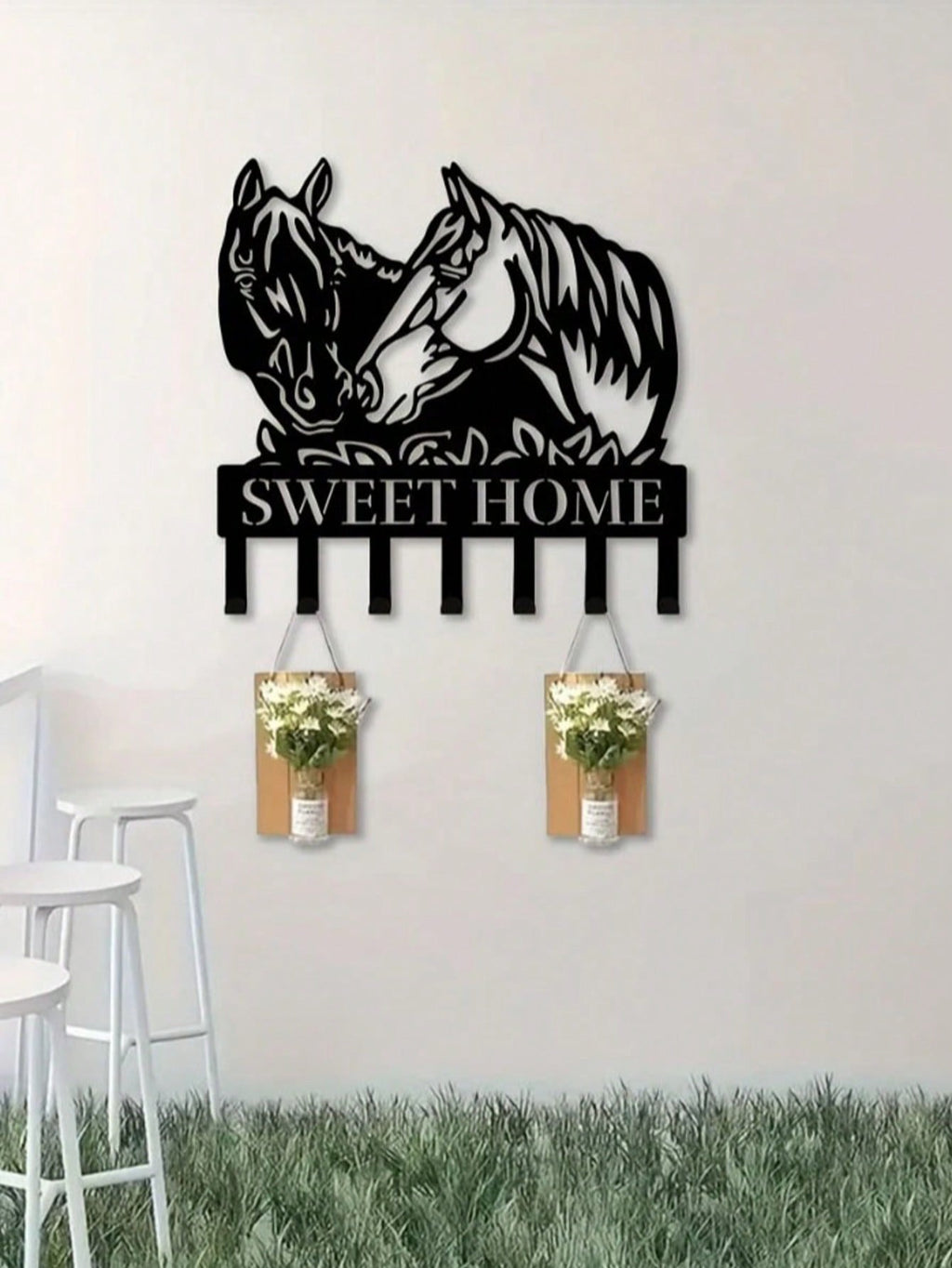 1pc Black Metal Horse-Shaped Home Decor Wall Hook/Mug Hanger, Exquisite Personalized Gift, Suitable For Kitchen, Bedroom, Bathroom, Living Room, Office