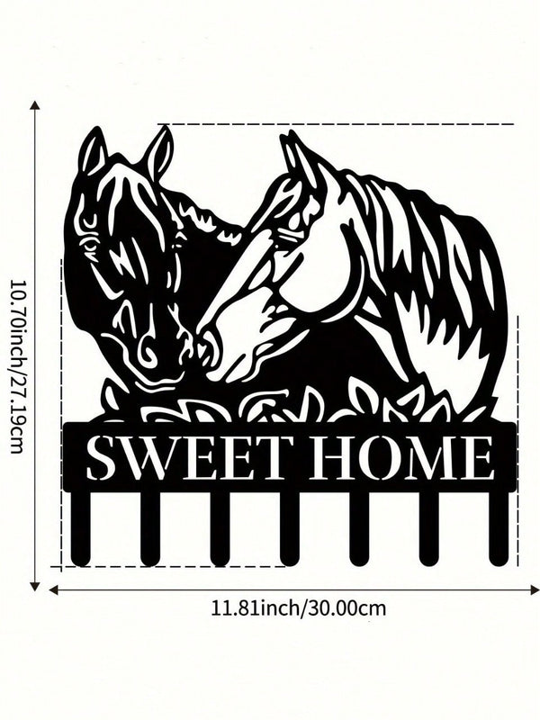 1pc Black Metal Horse-Shaped Home Decor Wall Hook/Mug Hanger, Exquisite Personalized Gift, Suitable For Kitchen, Bedroom, Bathroom, Living Room, Office