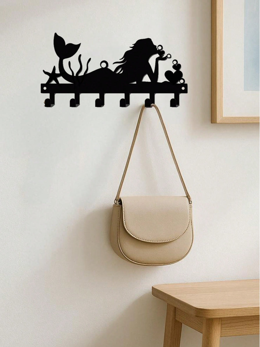 1 Piece Mermaid Metal Wall-Mounted D Rative Hook For Bedroom And Living Room, Wall Ornament For Hallway, Coastal Nautical Accent, Metal Hook With Modern Finish, Ideal For Towel, Bag, Hat Organization, Space-Saving Home Accessory, Easy Install, Versatile D