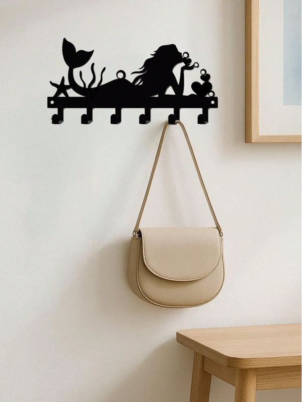 1 Piece Mermaid Metal Wall-Mounted D Rative Hook For Bedroom And Living Room, Wall Ornament For Hallway, Coastal Nautical Accent, Metal Hook With Modern Finish, Ideal For Towel, Bag, Hat Organization, Space-Saving Home Accessory, Easy Install, Versatile D