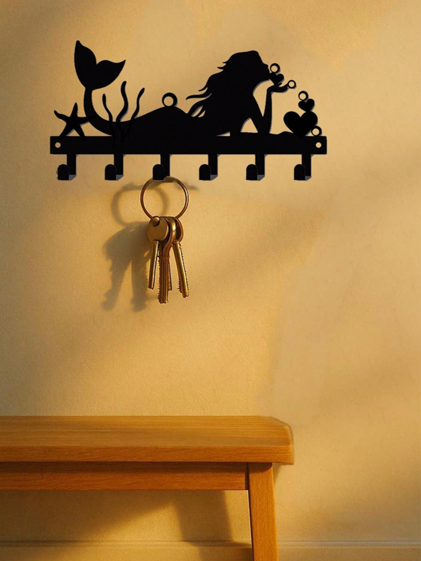 1 Piece Mermaid Metal Wall-Mounted D Rative Hook For Bedroom And Living Room, Wall Ornament For Hallway, Coastal Nautical Accent, Metal Hook With Modern Finish, Ideal For Towel, Bag, Hat Organization, Space-Saving Home Accessory, Easy Install, Versatile D