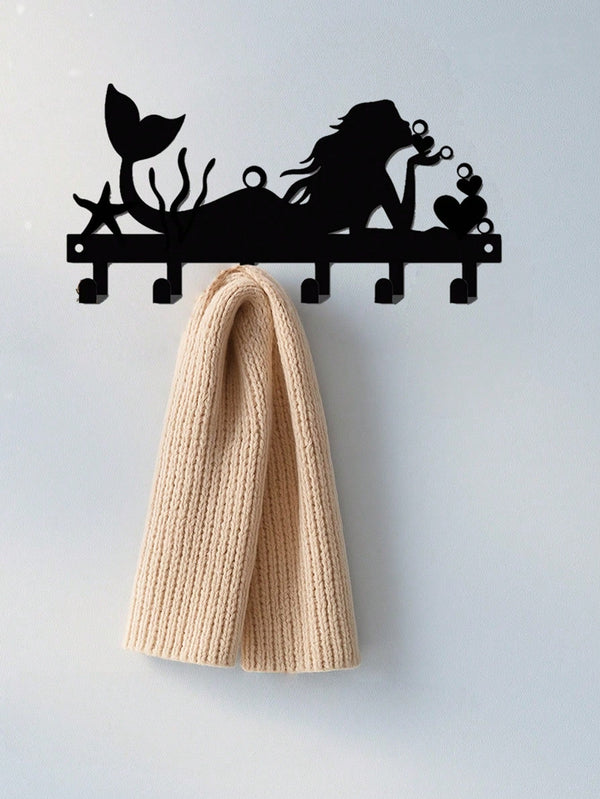 1 Piece Mermaid Metal Wall-Mounted D Rative Hook For Bedroom And Living Room, Wall Ornament For Hallway, Coastal Nautical Accent, Metal Hook With Modern Finish, Ideal For Towel, Bag, Hat Organization, Space-Saving Home Accessory, Easy Install, Versatile D