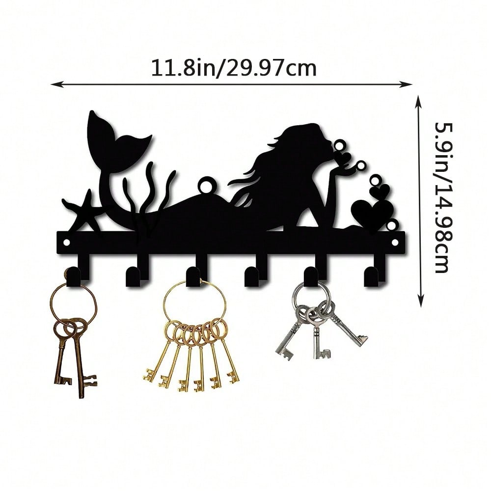 1 Piece Mermaid Metal Wall-Mounted D Rative Hook For Bedroom And Living Room, Wall Ornament For Hallway, Coastal Nautical Accent, Metal Hook With Modern Finish, Ideal For Towel, Bag, Hat Organization, Space-Saving Home Accessory, Easy Install, Versatile D