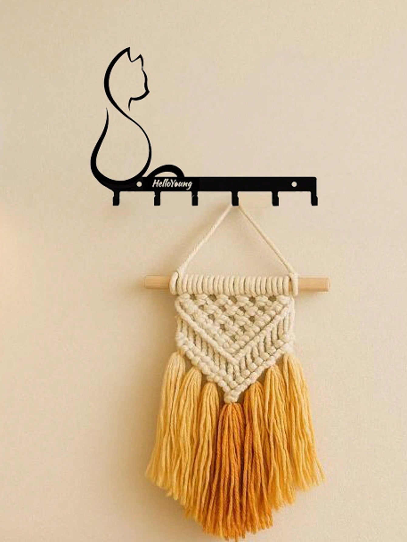 1pc Metal Art Cat/Metal Paw Pet Cat Dog Clothes Hanger, Key Belt Wall Mount Storage Rack Towel Rack, Suitable For Living Room Bedroom Wall Hooks Main image
