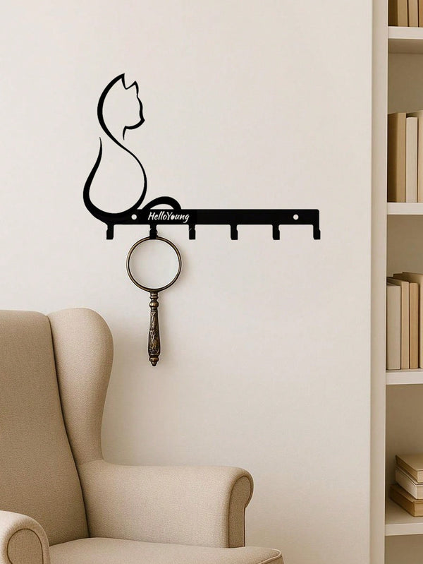 1pc Metal Art Cat/Metal Paw Pet Cat Dog Clothes Hanger, Key Belt Wall Mount Storage Rack Towel Rack, Suitable For Living Room Bedroom Wall Hooks