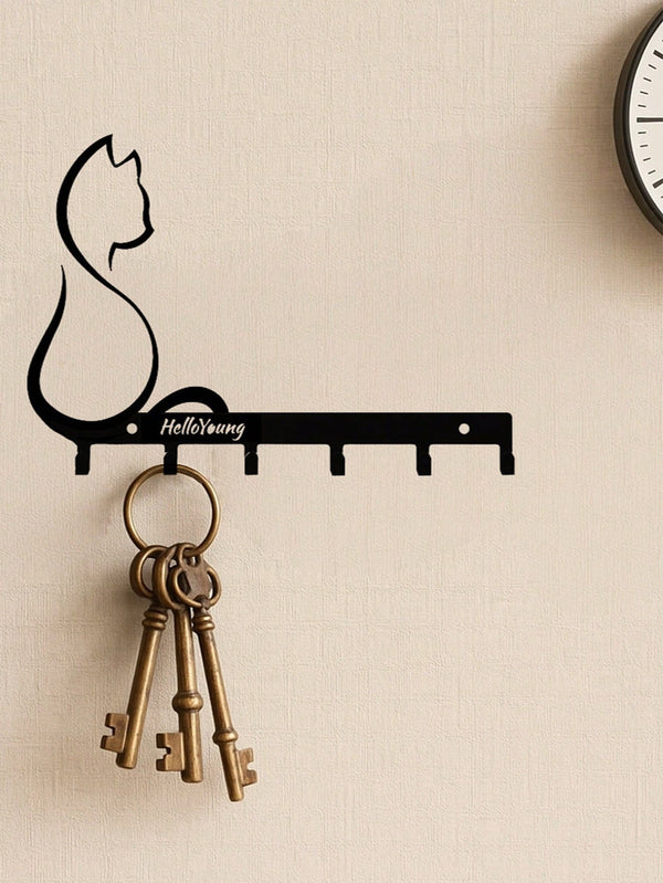 1pc Metal Art Cat/Metal Paw Pet Cat Dog Clothes Hanger, Key Belt Wall Mount Storage Rack Towel Rack, Suitable For Living Room Bedroom Wall Hooks