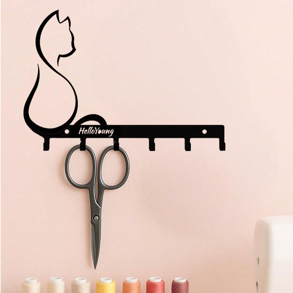 1pc Metal Art Cat/Metal Paw Pet Cat Dog Clothes Hanger, Key Belt Wall Mount Storage Rack Towel Rack, Suitable For Living Room Bedroom Wall Hooks