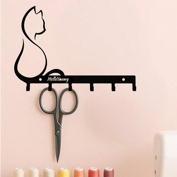 1pc Metal Art Cat/Metal Paw Pet Cat Dog Clothes Hanger, Key Belt Wall Mount Storage Rack Towel Rack, Suitable For Living Room Bedroom Wall Hooks